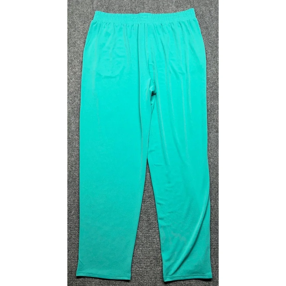 IMAN Ankle Pants Womens L Green Elastic Waist Pull On Slacks Casual Stretch - Picture 6 of 14